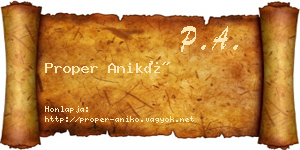 Proper Anikó névjegykártya